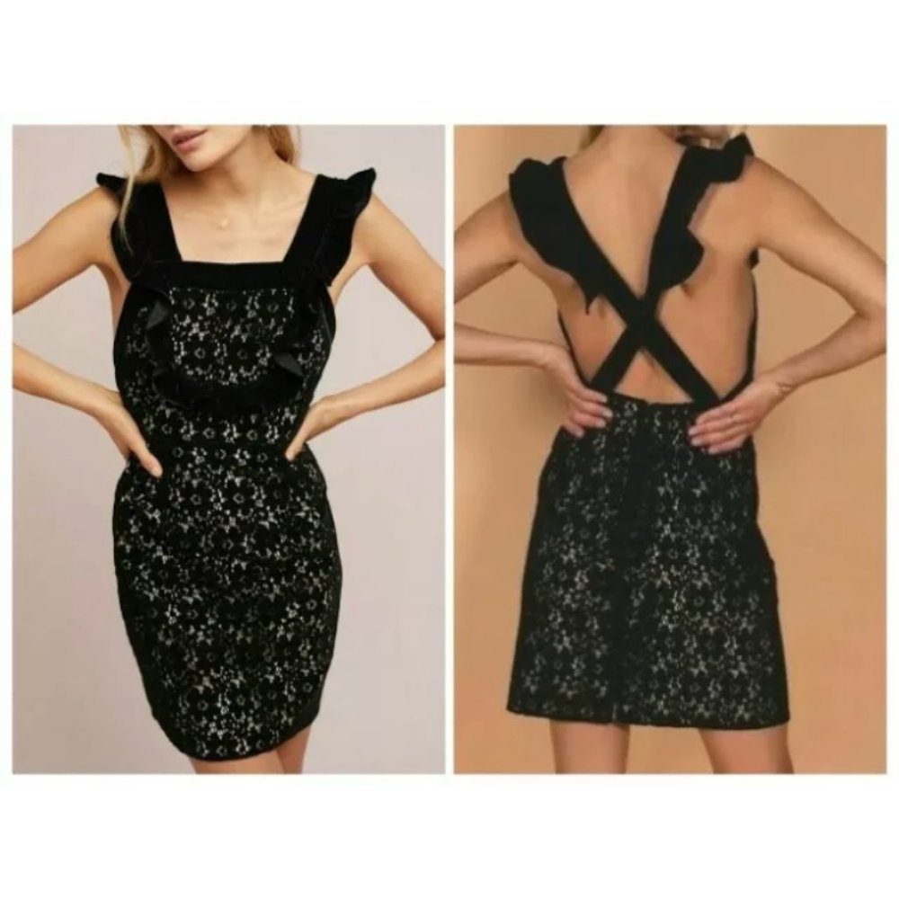 Anthropologie Ruffled Velvet Dress by Nightcap